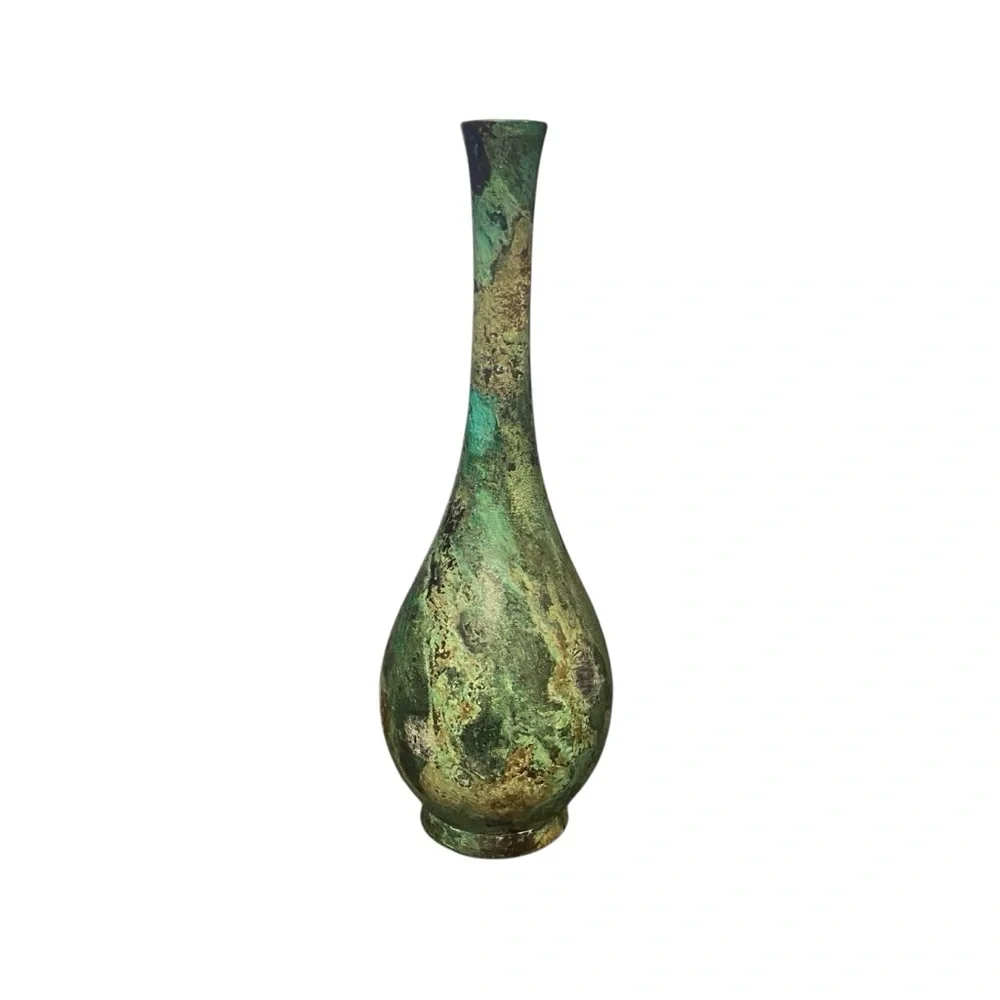 Antique Japanese Bronze Soliflor Vase Amazing Patina